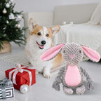 Easter Bunny Squeaky Plush Dog Toy – Soft Chew Toy with Rope Legs for Small, Medium & Large Dogs