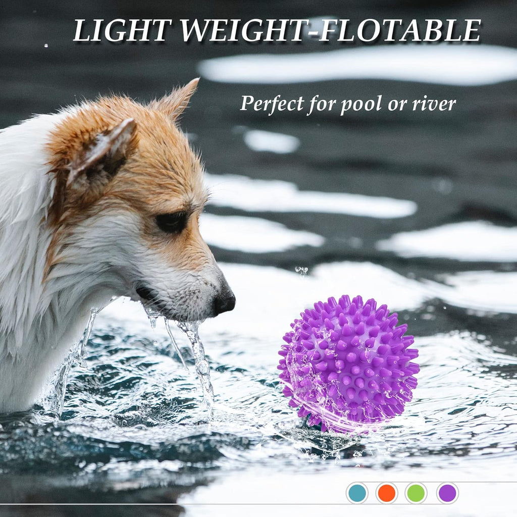 Thickened 12 Cm Squeaky Dog Toy Balls, 4 Pack Spikey Indestructible Dog Balls for Aggressive Chewers for Medium Large Dogs, Durable Dog Toys for Teeth Cleaning and Training