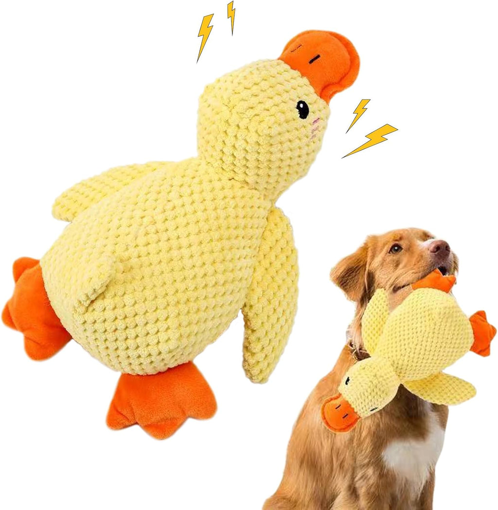 Yellow Duck Plush Squeaky Dog Toy – Calming Anti-Stress Chew Toy for Dogs of All Sizes