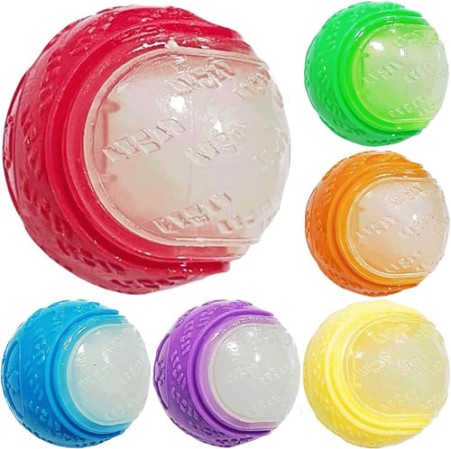 6 Pack Glow-in-the-Dark Squeaky Dog Balls – Indestructible Rubber Chew Toys for Small & Medium Dogs