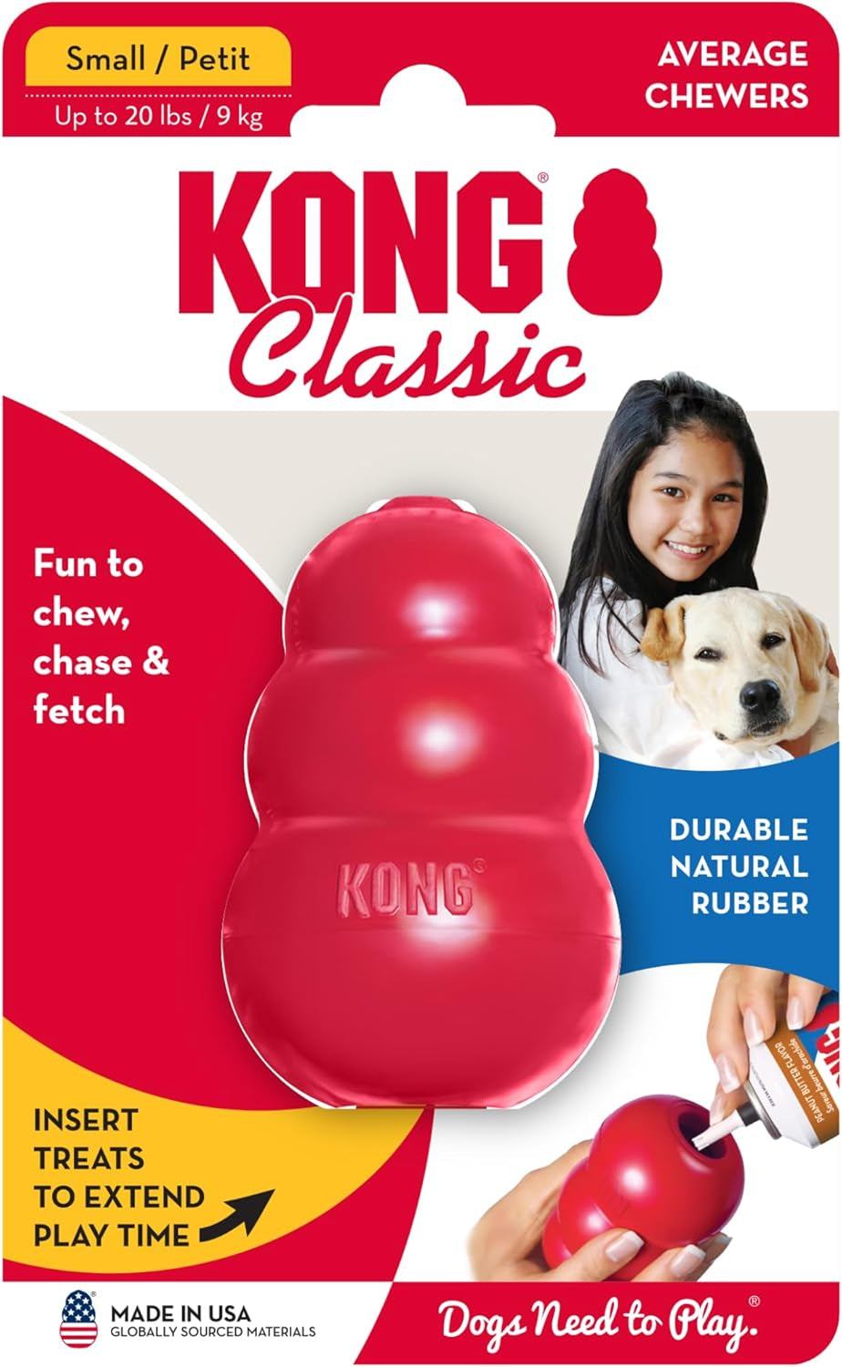 KONG Classic Stuffable Dog Toy – Durable Natural Rubber Chew Toy
