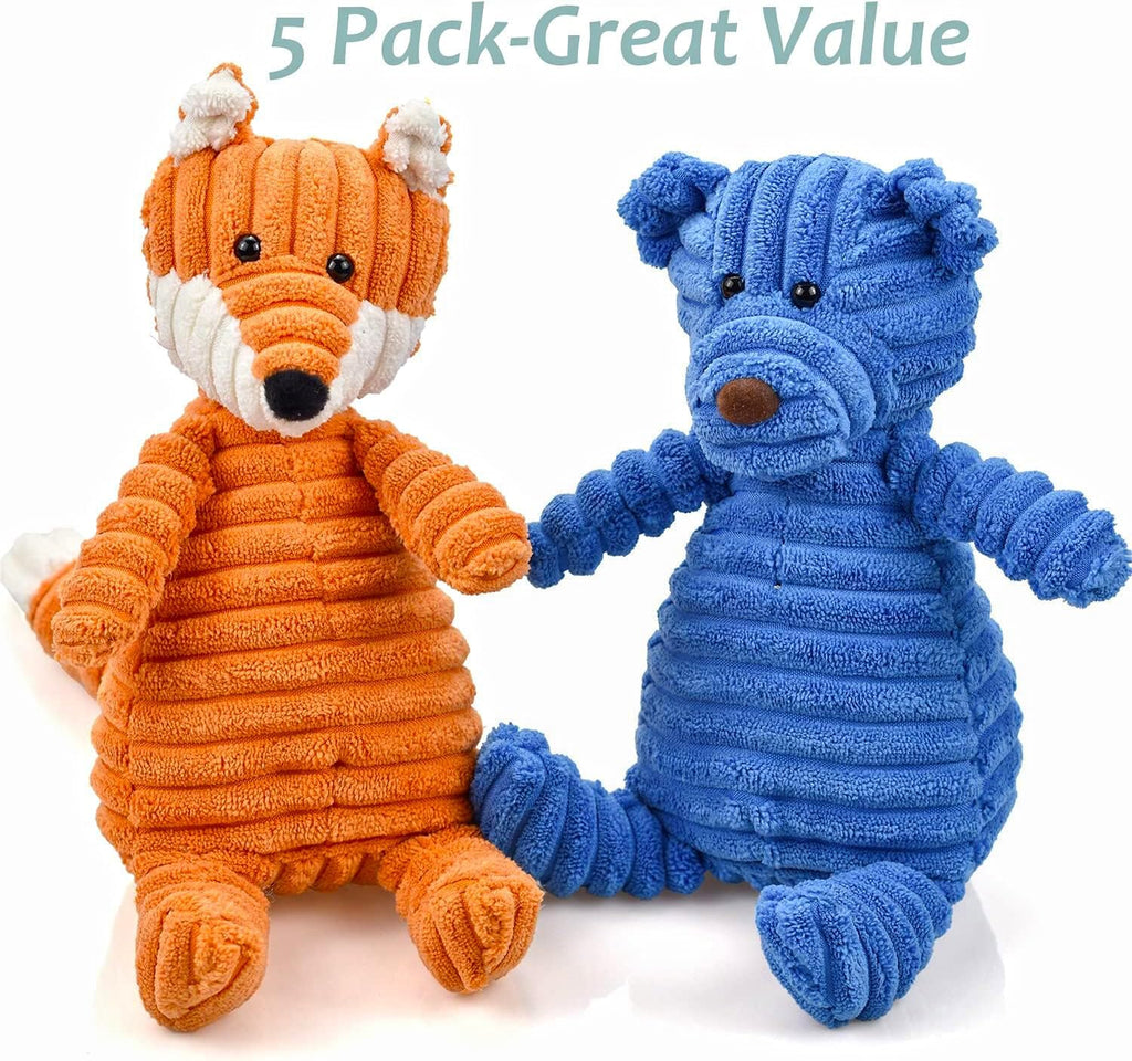 5-Pack Squeaky Plush Dog Toys Bundle – Soft Chew Toys for Puppies, Small, Medium & Large Dogs
