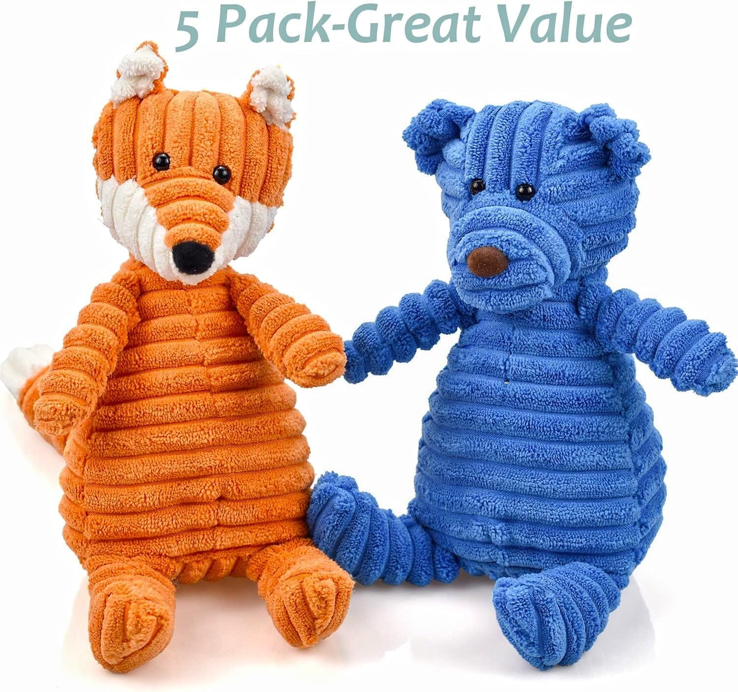 5-Pack Squeaky Plush Dog Toys Bundle – Soft Chew Toys for Puppies, Small, Medium & Large Dogs