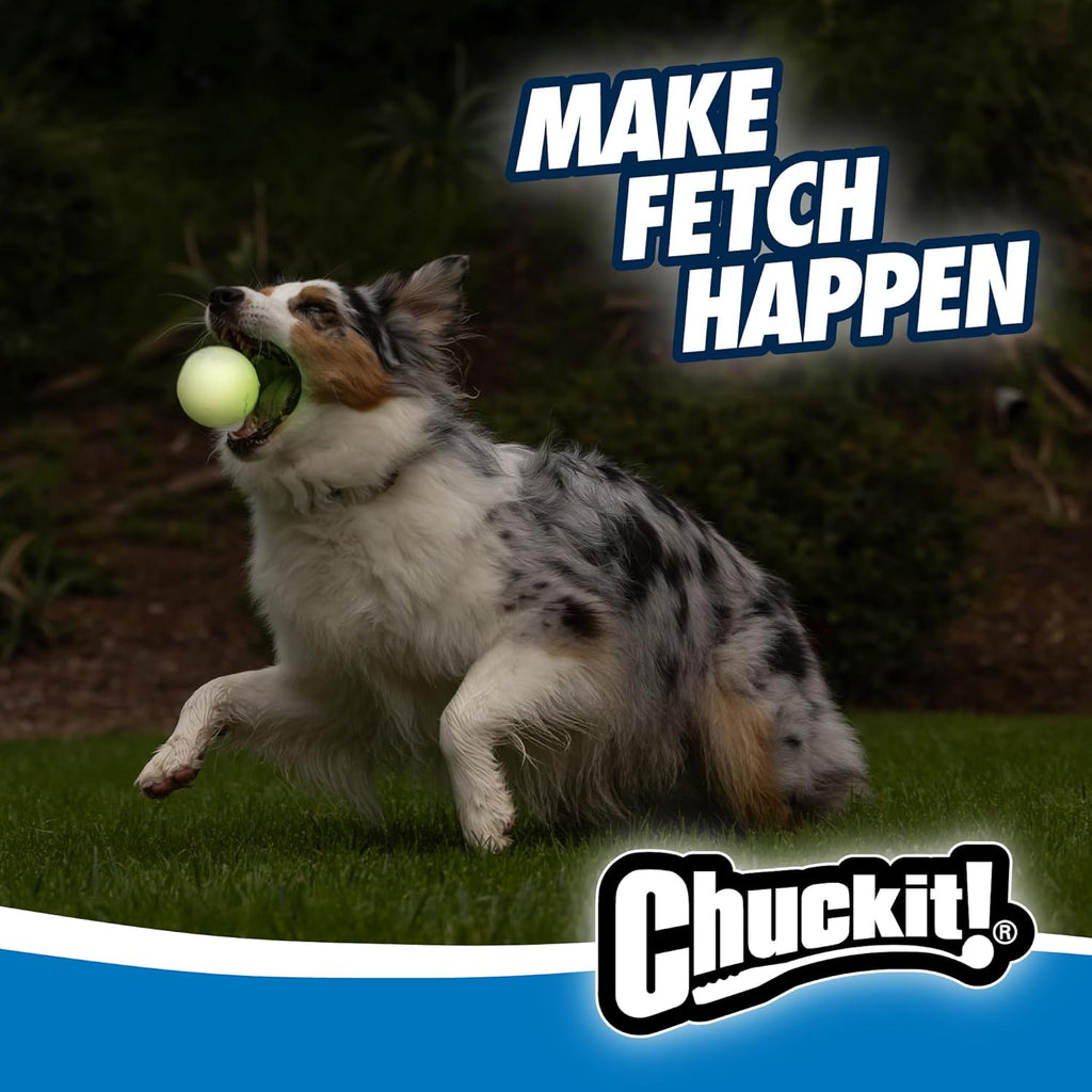 Chuckit Max Glow Dog Ball – Glow-in-the-Dark Rubber Fetch Toy for Dogs