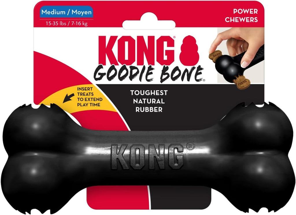 KONG Extreme Goodie Bone – Durable Natural Rubber Chew Toy for Power Chewing Medium Dogs