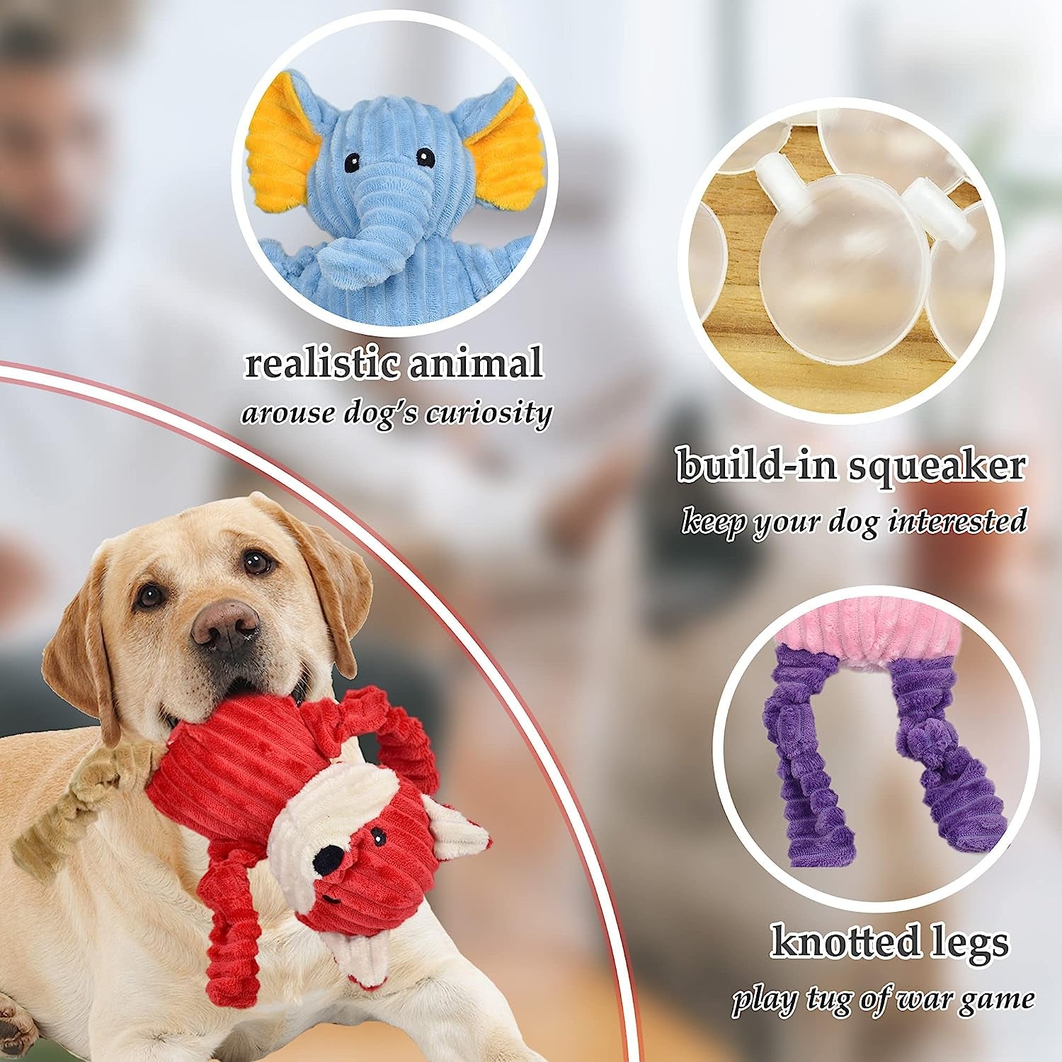 5-Pack Squeaky Plush Dog Toys Bundle – Soft Stuffed Chew Toys for Small, Medium & Large Dogs