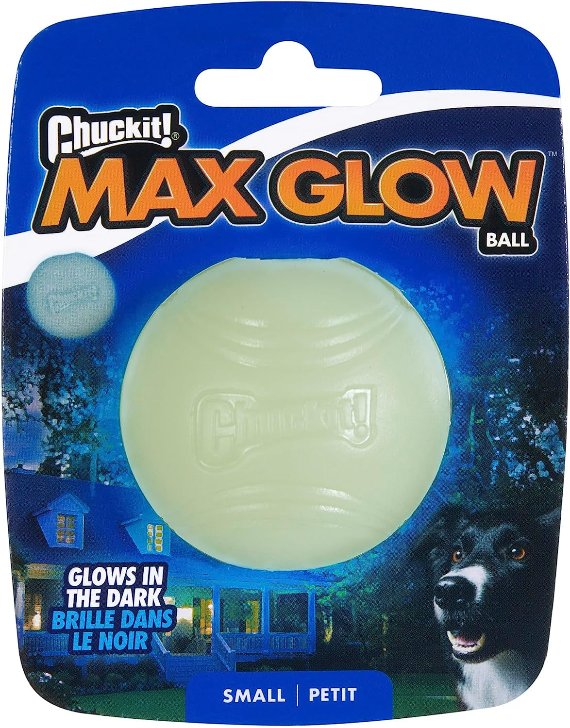 Chuckit Max Glow Dog Ball – Glow-in-the-Dark Rubber Fetch Toy for Dogs