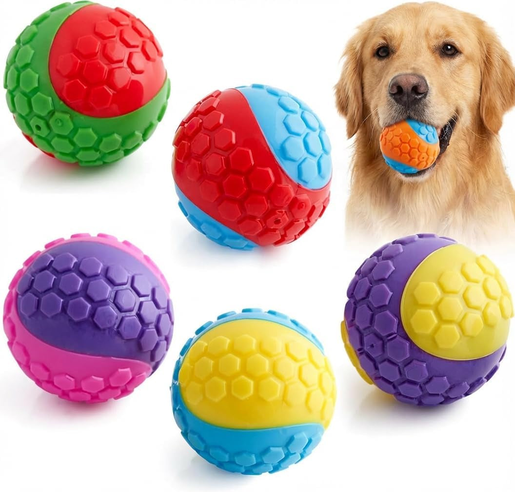 Pets & Play Squeaky Rubber Dog Balls – 6 Pack Durable TPR Chew Balls for Small & Medium Dogs