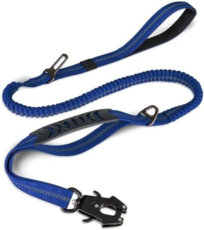 Tactical Dog Lead – Heavy Duty Bungee Shock Absorbing Leash with Double Handle & Car Seatbelt for Medium, Large & XL Dogs