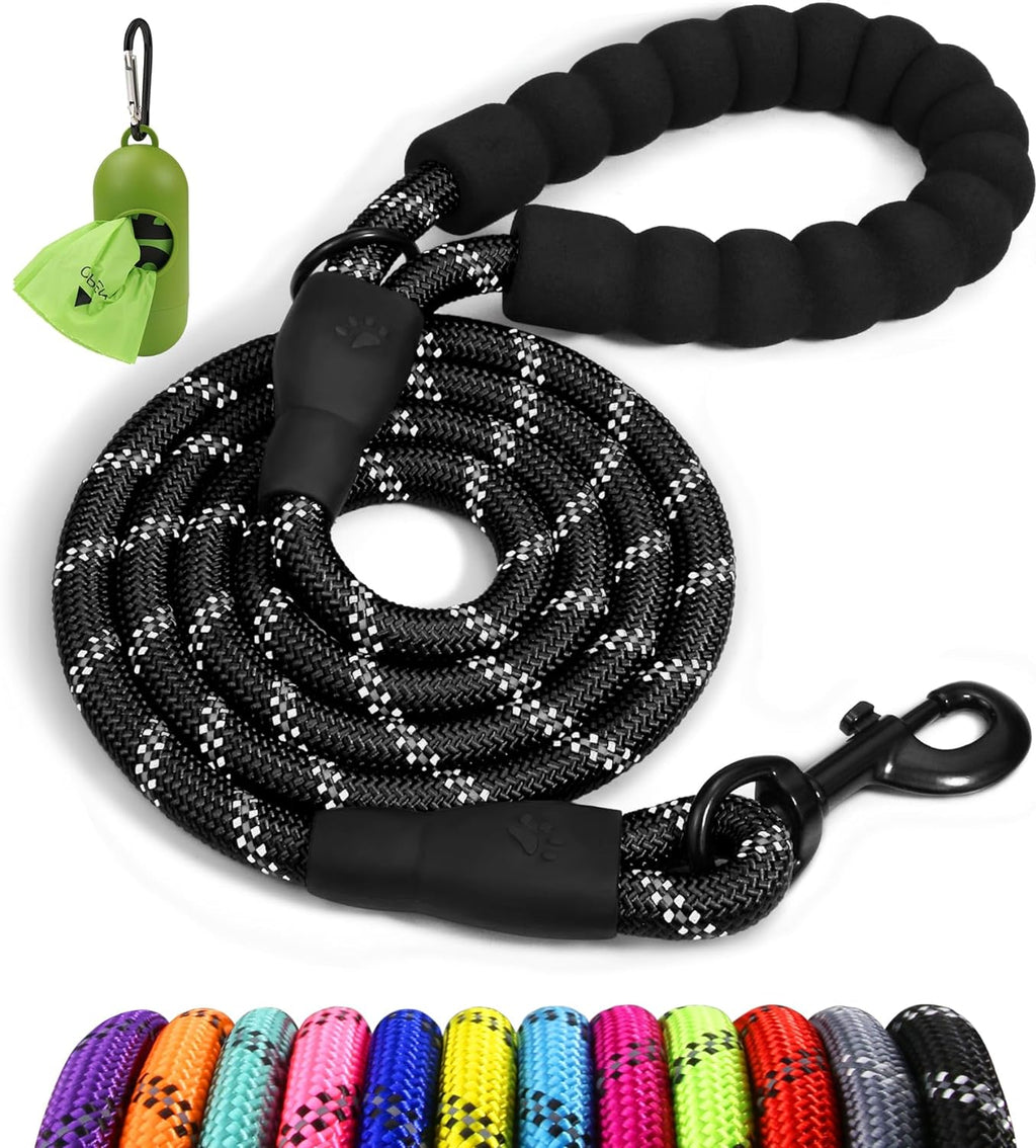 Rope Dog Lead with Padded Handle – 1.2M Reflective Climbing Rope Leash for Small Dogs