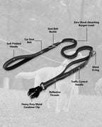 Tactical Dog Lead – Heavy Duty Bungee Shock Absorbing Leash with Double Handle & Car Seatbelt for Medium, Large & XL Dogs