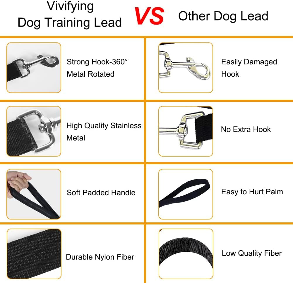  Long Line Training Dog Lead – Nylon Padded Handle Recall Lead for All Breeds