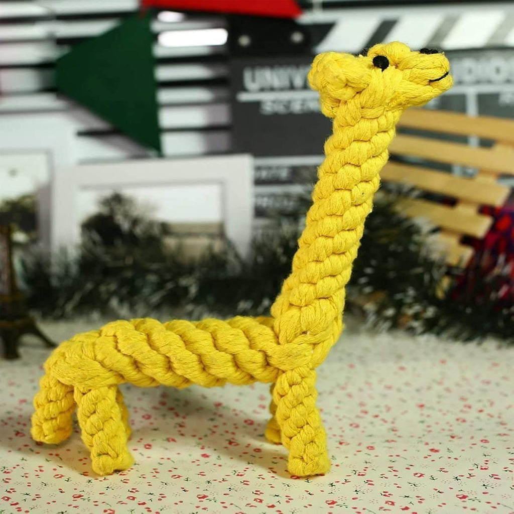 Giraffe Cotton Rope Knot Dog Toy – Natural Soft Chew Toy for Small & Medium Dogs