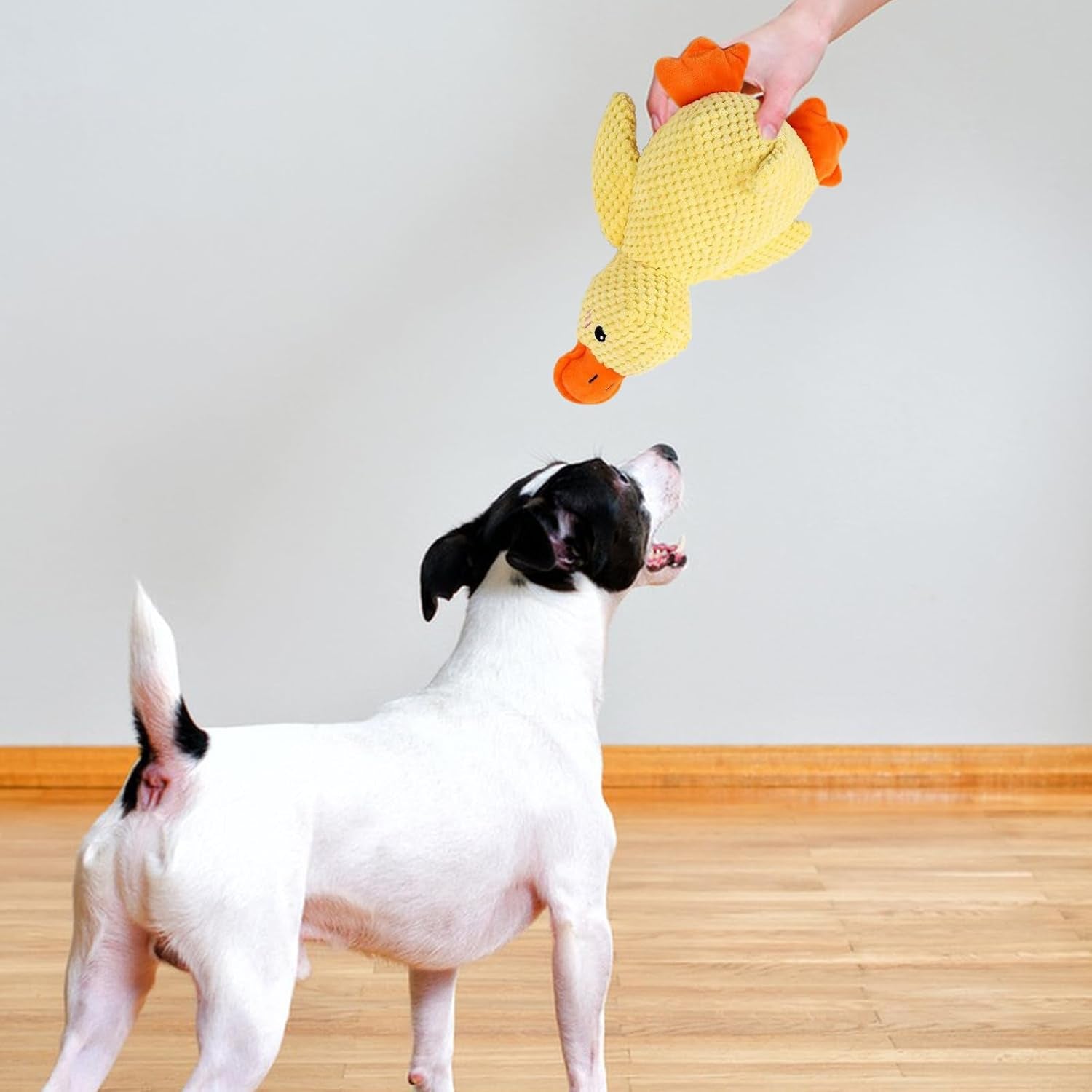 Yellow Duck Plush Squeaky Dog Toy – Calming Anti-Stress Chew Toy for Dogs of All Sizes