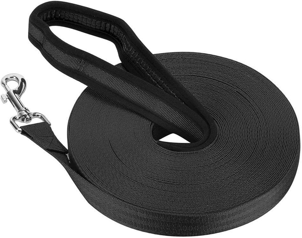  Long Line Training Dog Lead – Nylon Padded Handle Recall Lead for All Breeds