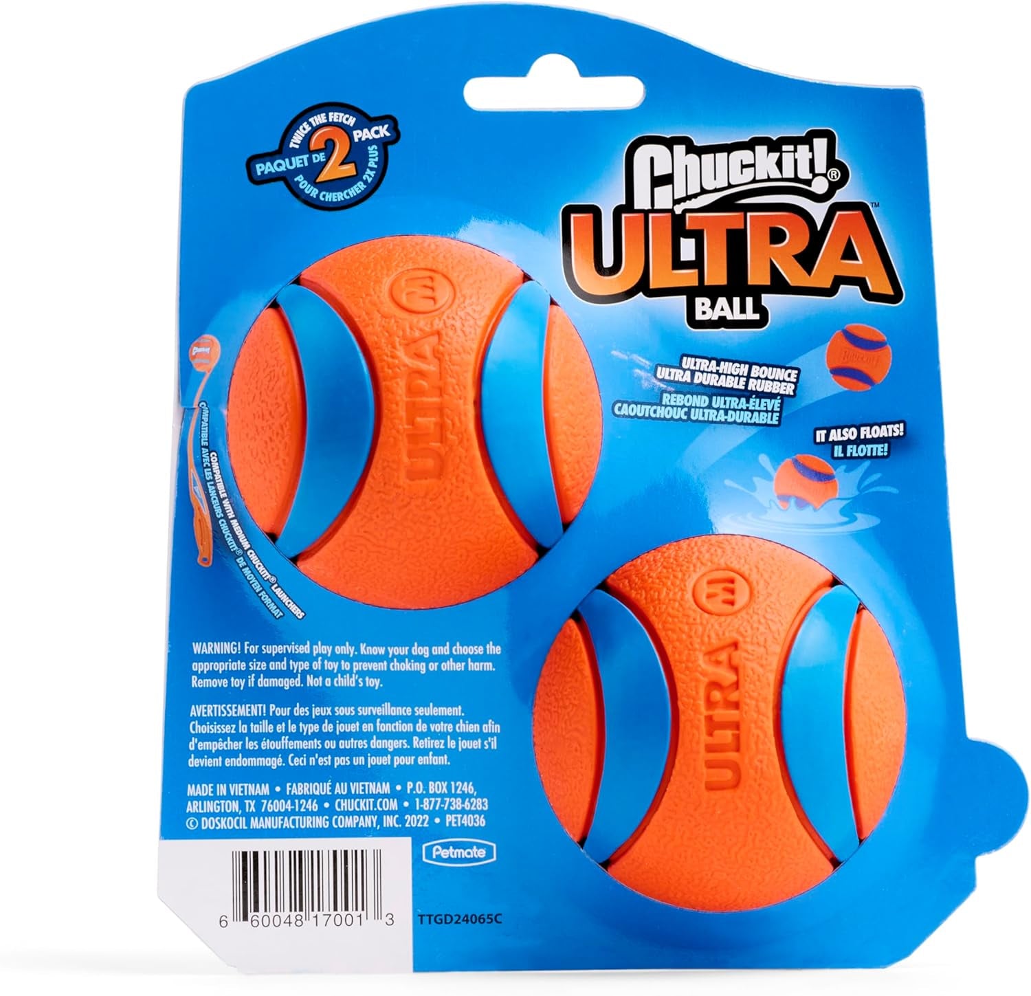Chuckit Ultra Ball – High Bounce Durable Rubber Fetch Dog Ball, Launcher Compatible 