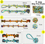 9-Pack Cotton Rope Dog Toys – Durable Knot Chew & Tug Toy Set for Medium & Large Dogs 