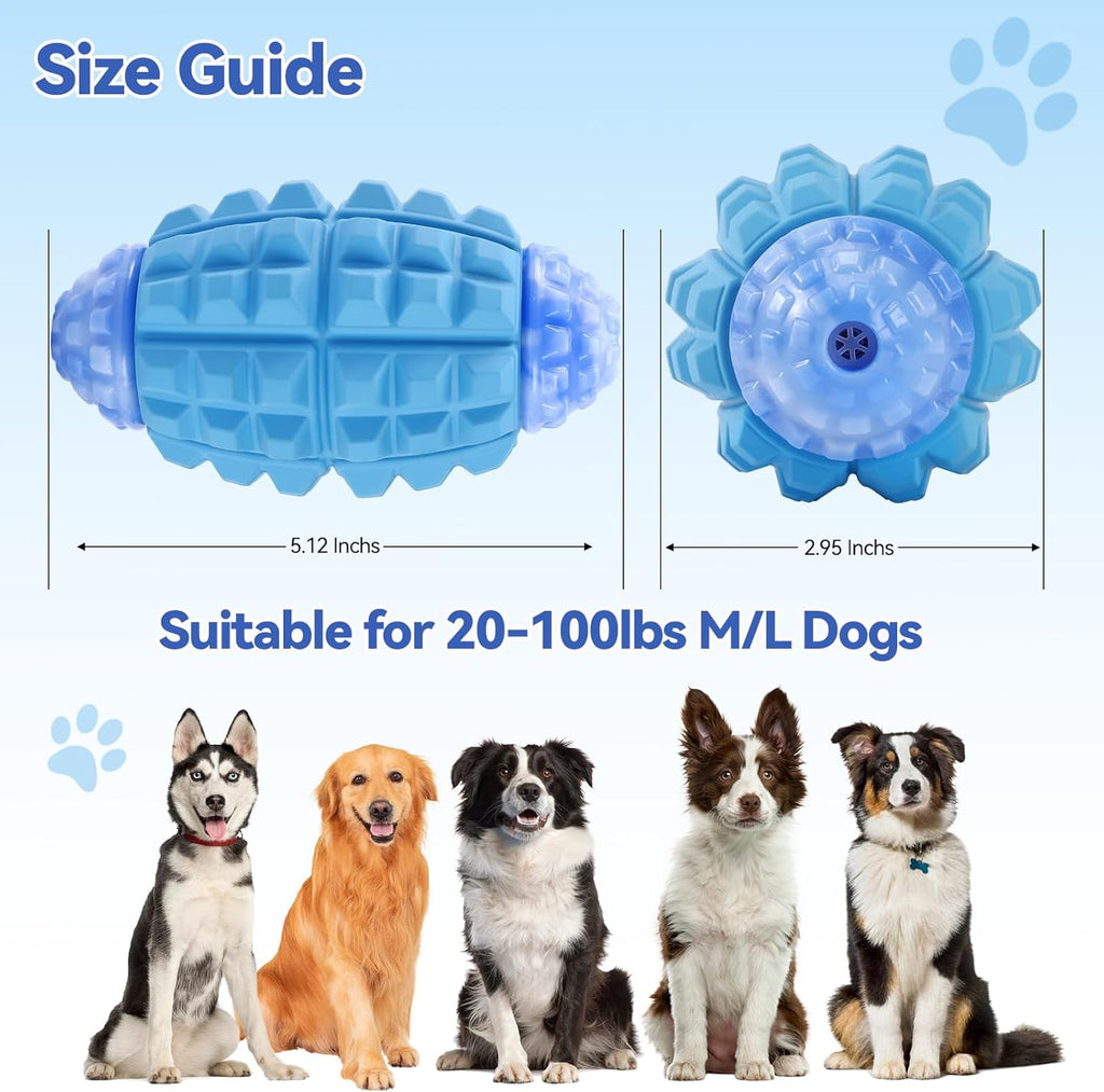 Rugby Squeaky Dog Chew Toy – Tough Nylon & Rubber Teeth Cleaning Toy for Aggressive Chewers & Large Dogs