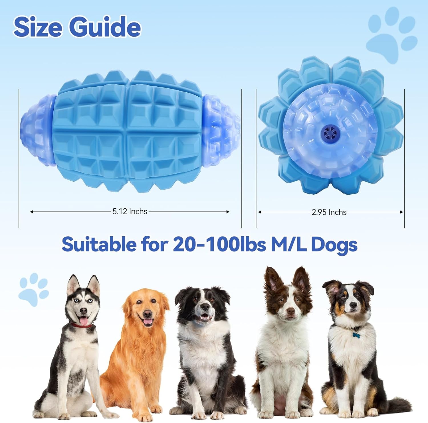 Rugby Squeaky Dog Chew Toy – Tough Nylon & Rubber Teeth Cleaning Toy for Aggressive Chewers & Large Dogs