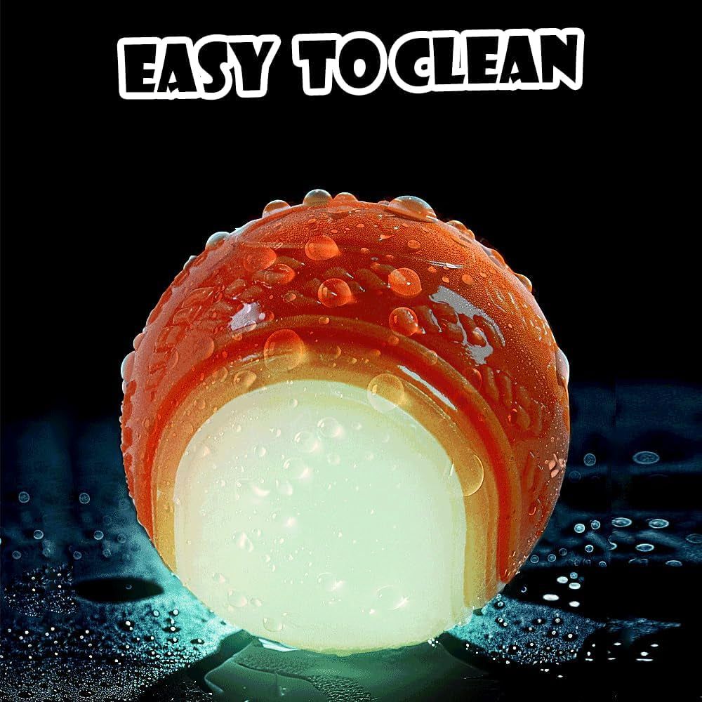6 Pack Glow-in-the-Dark Squeaky Dog Balls – Indestructible Rubber Chew Toys for Small & Medium Dogs