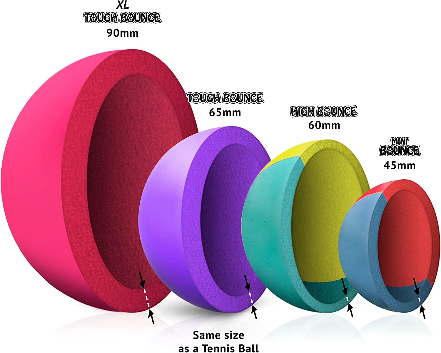 SPORTSPET High Bounce Natural Rubber Dog Balls