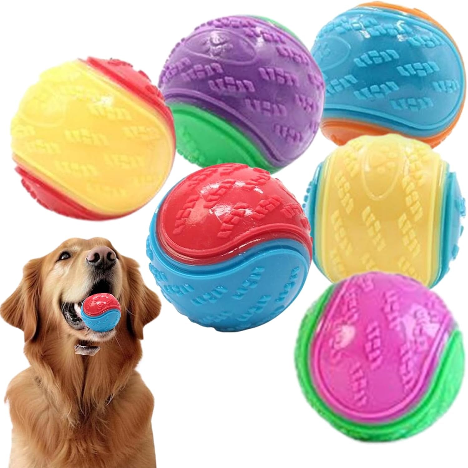 6-Pack Squeaky Rubber Dog Balls – Interactive Fetch & Chew Toy for Small & Medium Dogs (6.5cm)