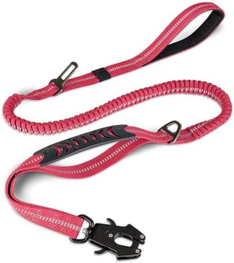 Tactical Dog Lead – Heavy Duty Bungee Shock Absorbing Leash with Double Handle & Car Seatbelt for Medium, Large & XL Dogs