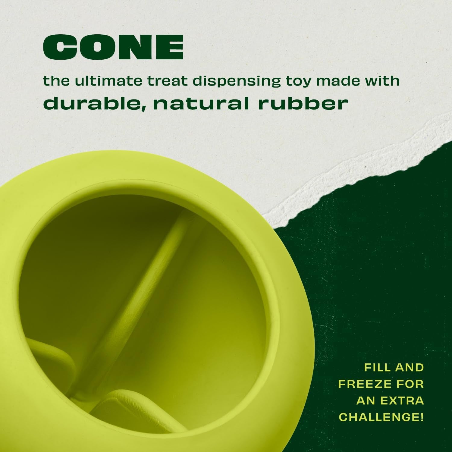 Benebone Bounce Cone Natural Rubber Treat Dispensing Dog Toy – Interactive Slow Feeder & Enrichment Toy