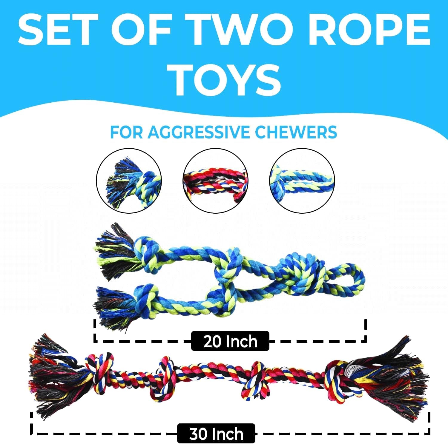 2-Pack Cotton Rope Dog Toys – Durable Tug-of-War Chew Toys for Large Dogs & Aggressive Chewers