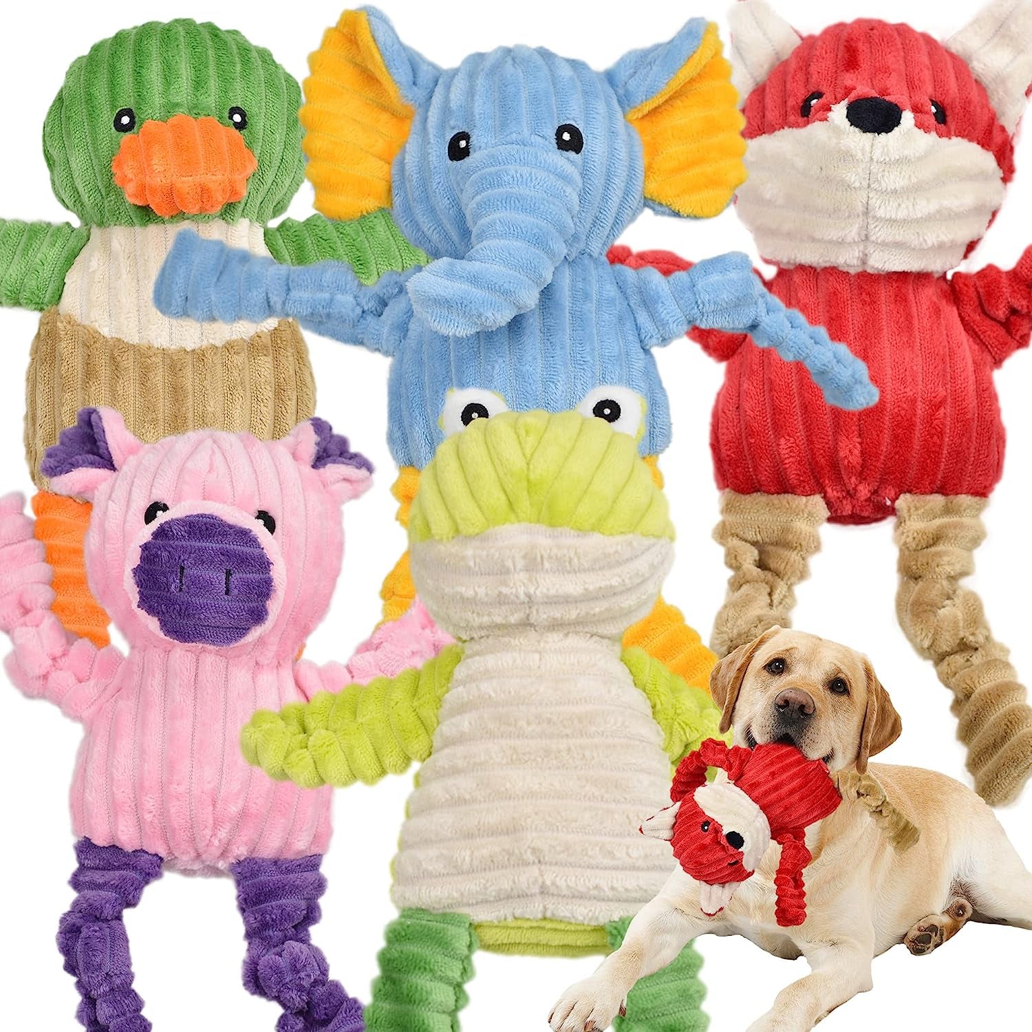5-Pack Squeaky Plush Dog Toys Bundle – Soft Stuffed Chew Toys for Small, Medium & Large Dogs