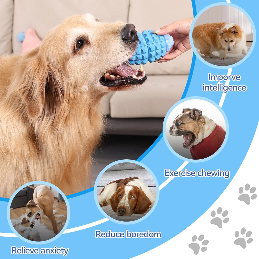 Rugby Squeaky Dog Chew Toy – Tough Nylon & Rubber Teeth Cleaning Toy for Aggressive Chewers & Large Dogs