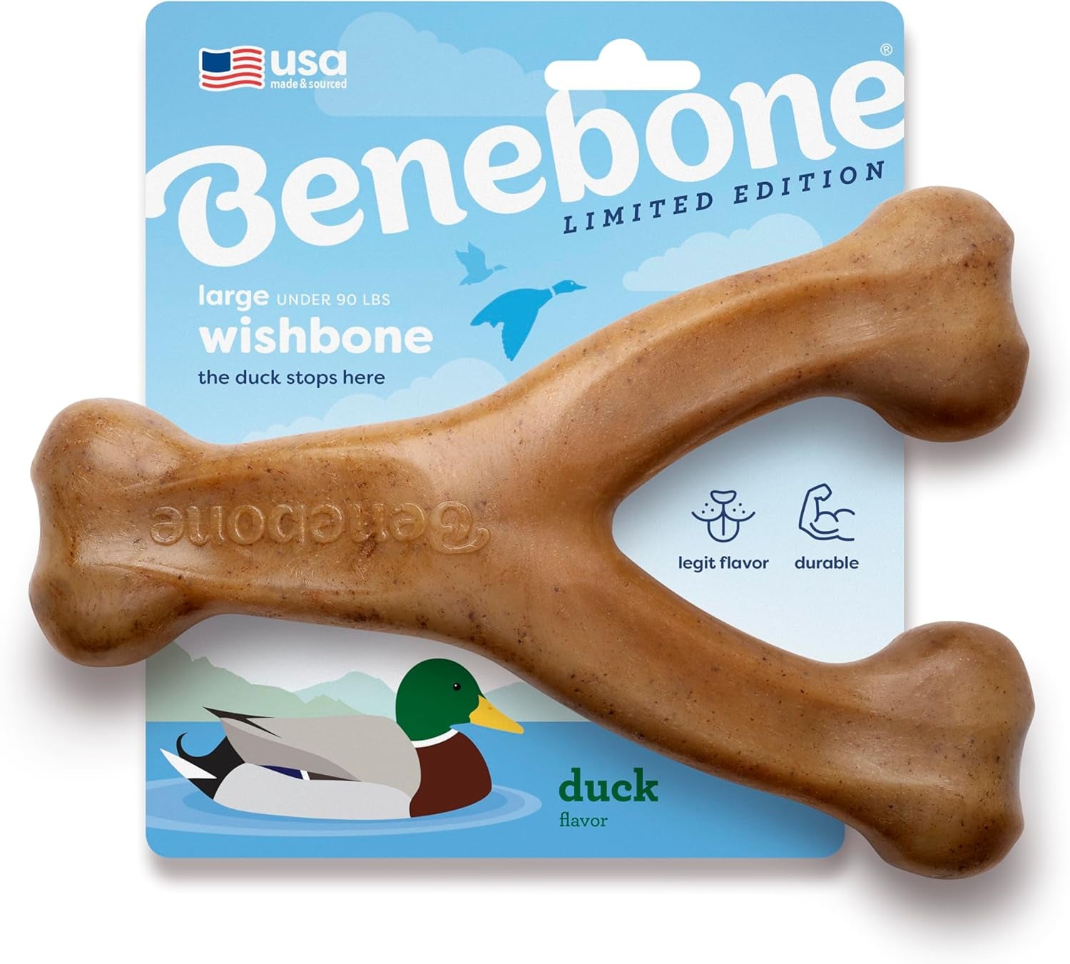 Benebone Wishbone Dog Chew Toy – Long Lasting Bacon Flavour Chew for Medium Dogs