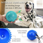 Thickened 12 Cm Squeaky Dog Toy Balls, 4 Pack Spikey Indestructible Dog Balls for Aggressive Chewers for Medium Large Dogs, Durable Dog Toys for Teeth Cleaning and Training