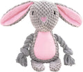 Easter Bunny Squeaky Plush Dog Toy – Soft Chew Toy with Rope Legs for Small, Medium & Large Dogs