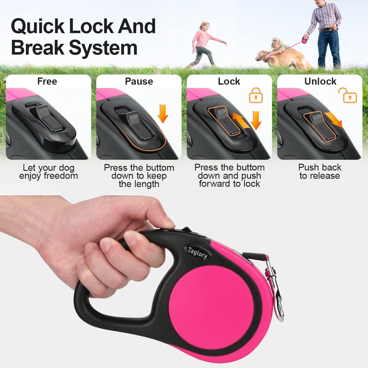 Retractable Dog Lead 5M – No-Tangle Heavy Duty Nylon Extendable Leash for Small & Medium Dogs