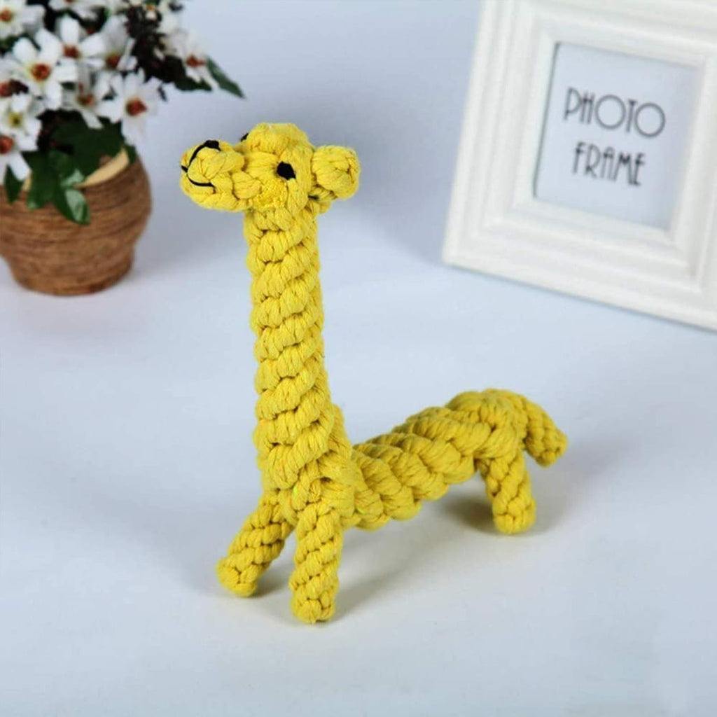 Giraffe Cotton Rope Knot Dog Toy – Natural Soft Chew Toy for Small & Medium Dogs