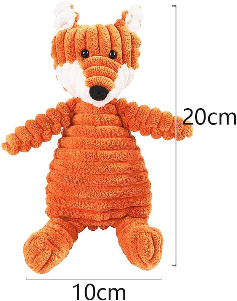 Fox Plush Squeaky Dog Toy – Soft Corduroy Chew Toy for Small Dogs and Puppies