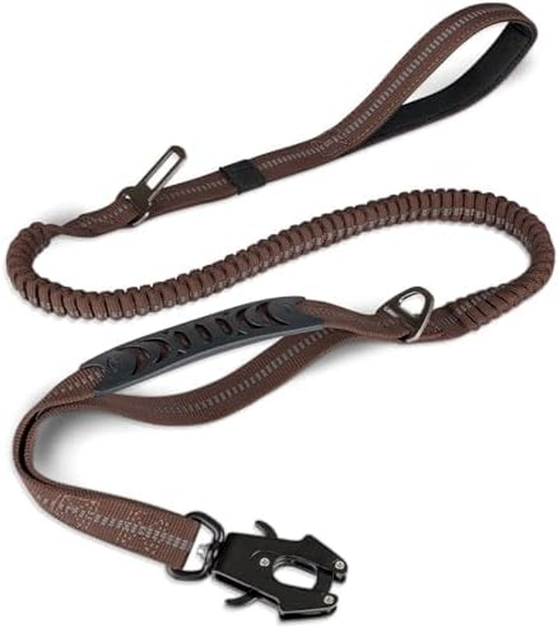 Tactical Dog Lead – Heavy Duty Bungee Shock Absorbing Leash with Double Handle & Car Seatbelt for Medium, Large & XL Dogs