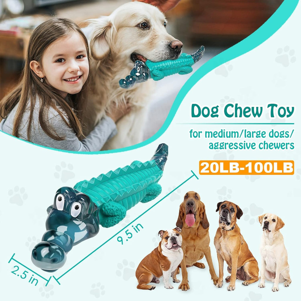 Alligator Dog Chew Toy – Tough Nylon & Rubber Teeth Cleaning Toy for Aggressive Chewers & Large Dogs