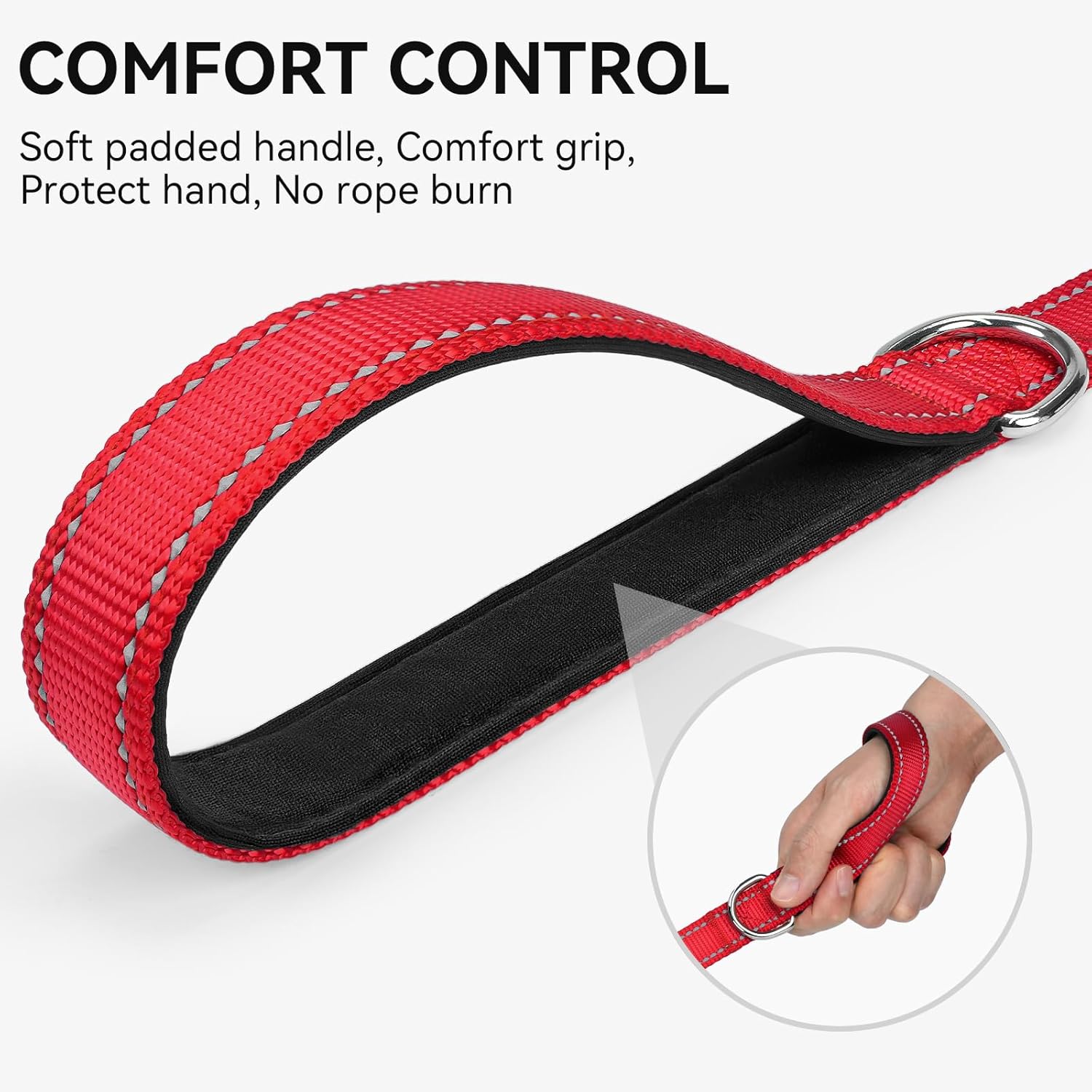 Joytale Padded Handle Dog Lead – Double-Sided Reflective Nylon Walking Leash for Small & Medium Dogs 
