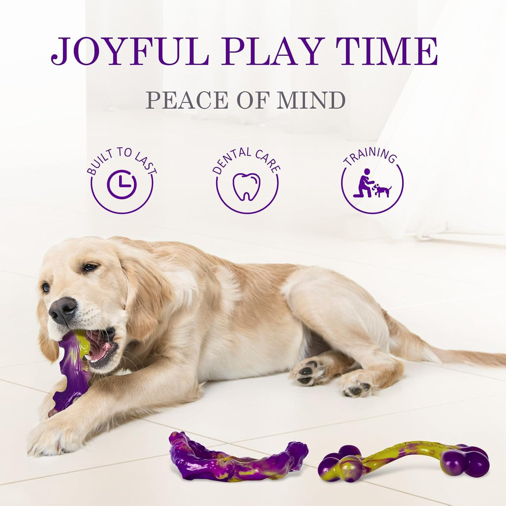 3-Pack Bacon Flavour Nylon Dog Chew Bones – Durable Teeth Cleaning Toys for Aggressive Chewers & Medium to Large Dogs