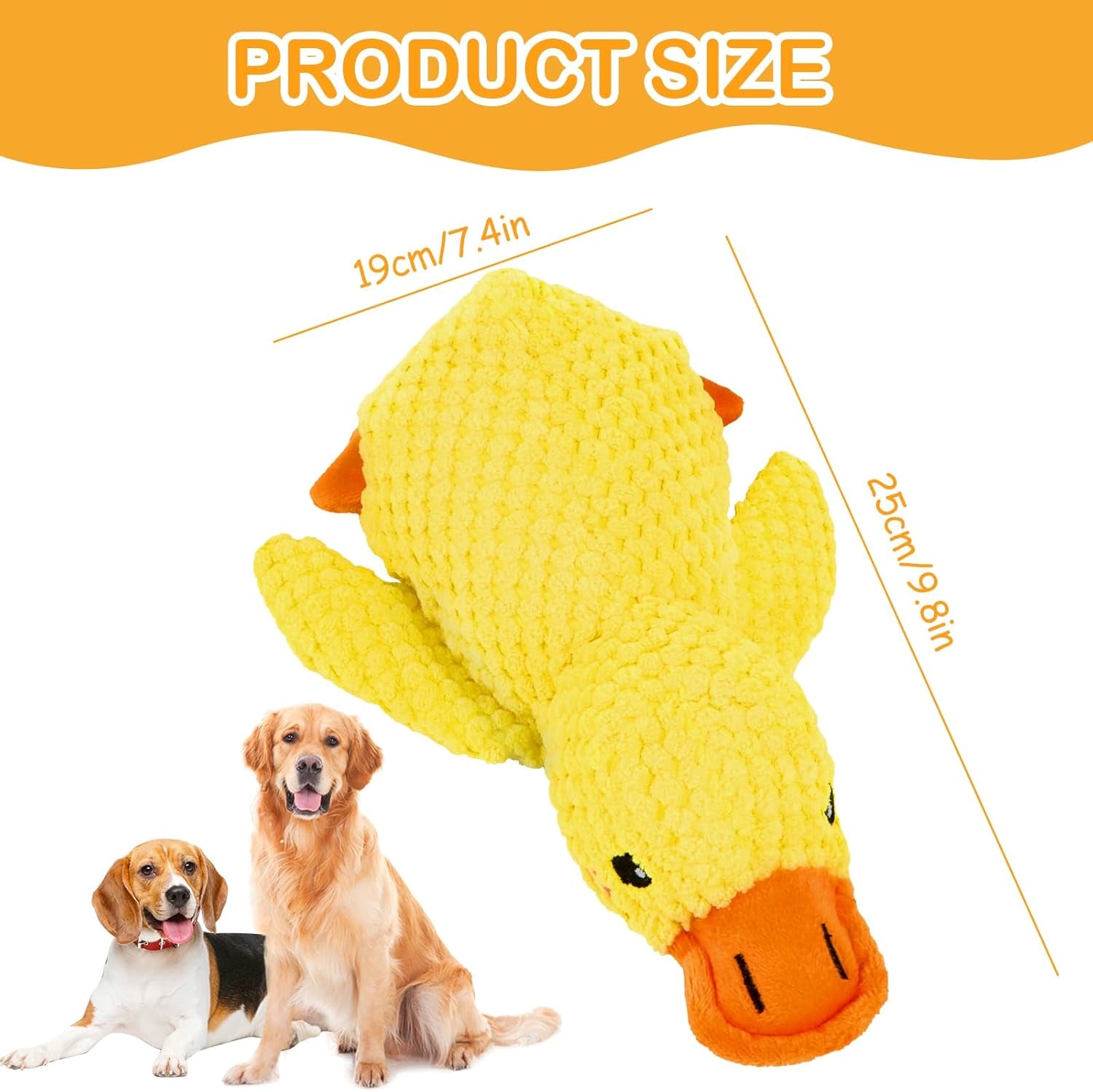 Yellow Anti-Stress Duck Squeaky Dog Toy – Interactive Plush Chew Toy for Dogs