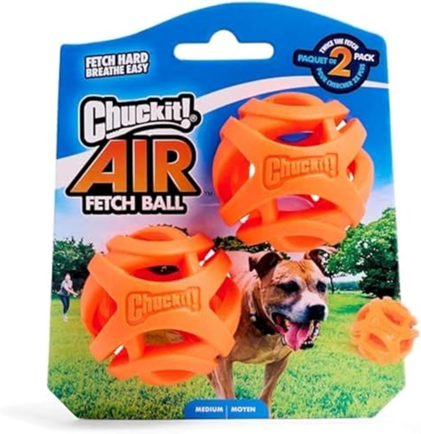 Chuckit Breathe Right Fetch Ball – Lightweight Natural Rubber Dog Ball for Medium Dogs