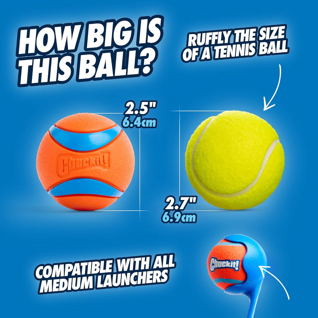 Chuckit Ultra Ball – High Bounce Durable Rubber Fetch Dog Ball, Launcher Compatible 