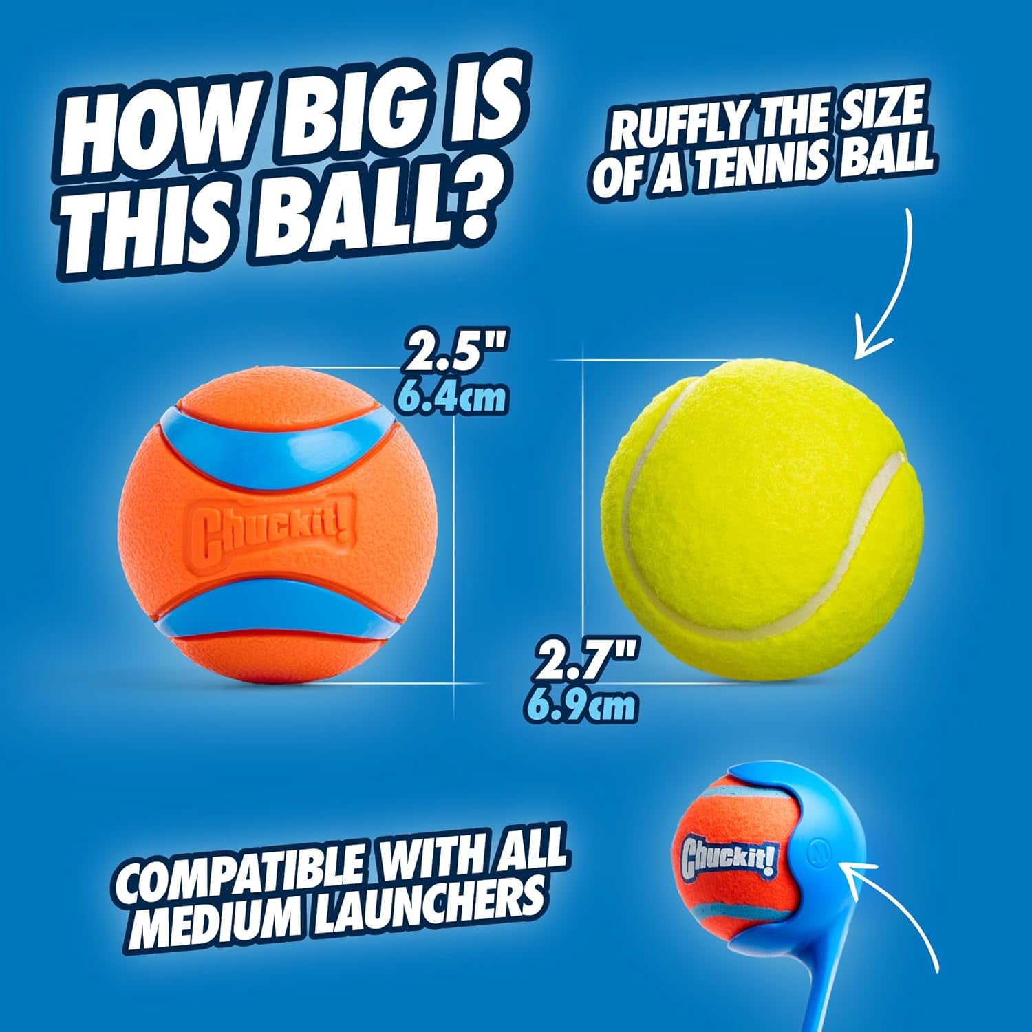 Chuckit Ultra Ball – High Bounce Durable Rubber Fetch Dog Ball, Launcher Compatible 