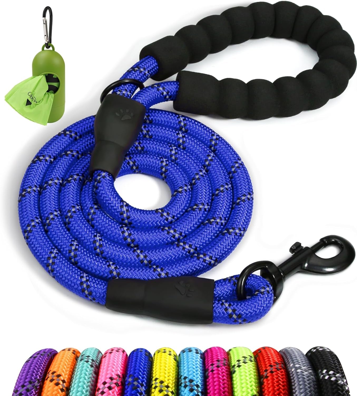 Rope Dog Lead with Padded Handle – 1.2M Reflective Climbing Rope Leash for Small Dogs