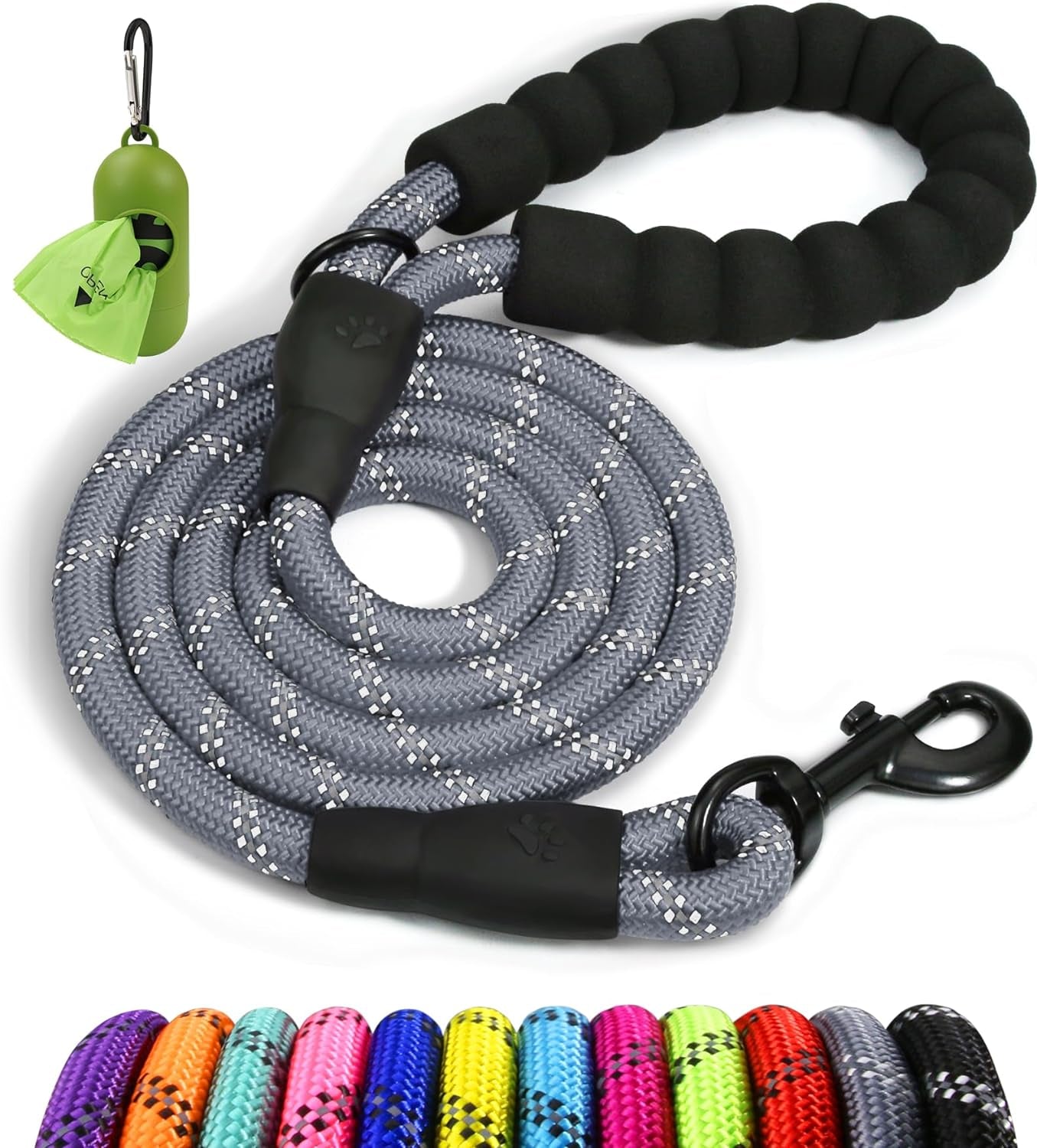 Rope Dog Lead with Padded Handle – 1.2M Reflective Climbing Rope Leash for Small Dogs