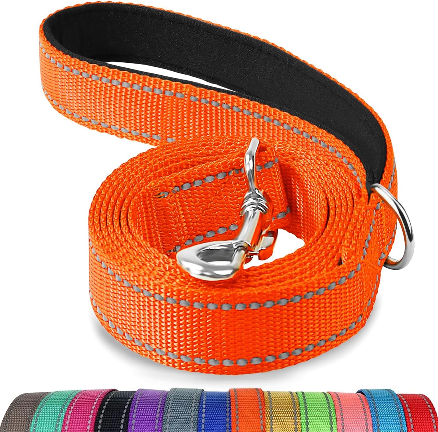 Joytale Padded Handle Dog Lead – Double-Sided Reflective Nylon Walking Leash for Small & Medium Dogs 