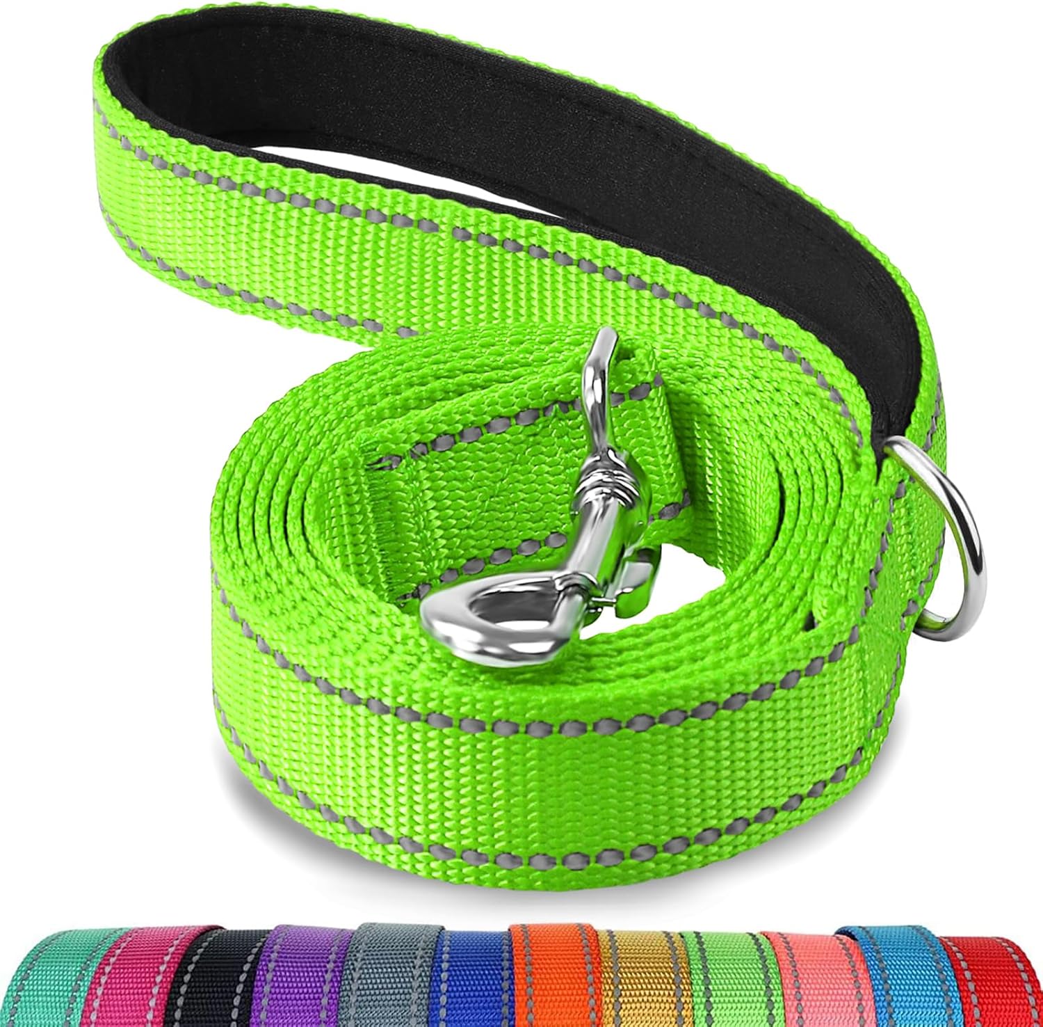 Joytale Padded Handle Dog Lead – Double-Sided Reflective Nylon Walking Leash for Small & Medium Dogs 