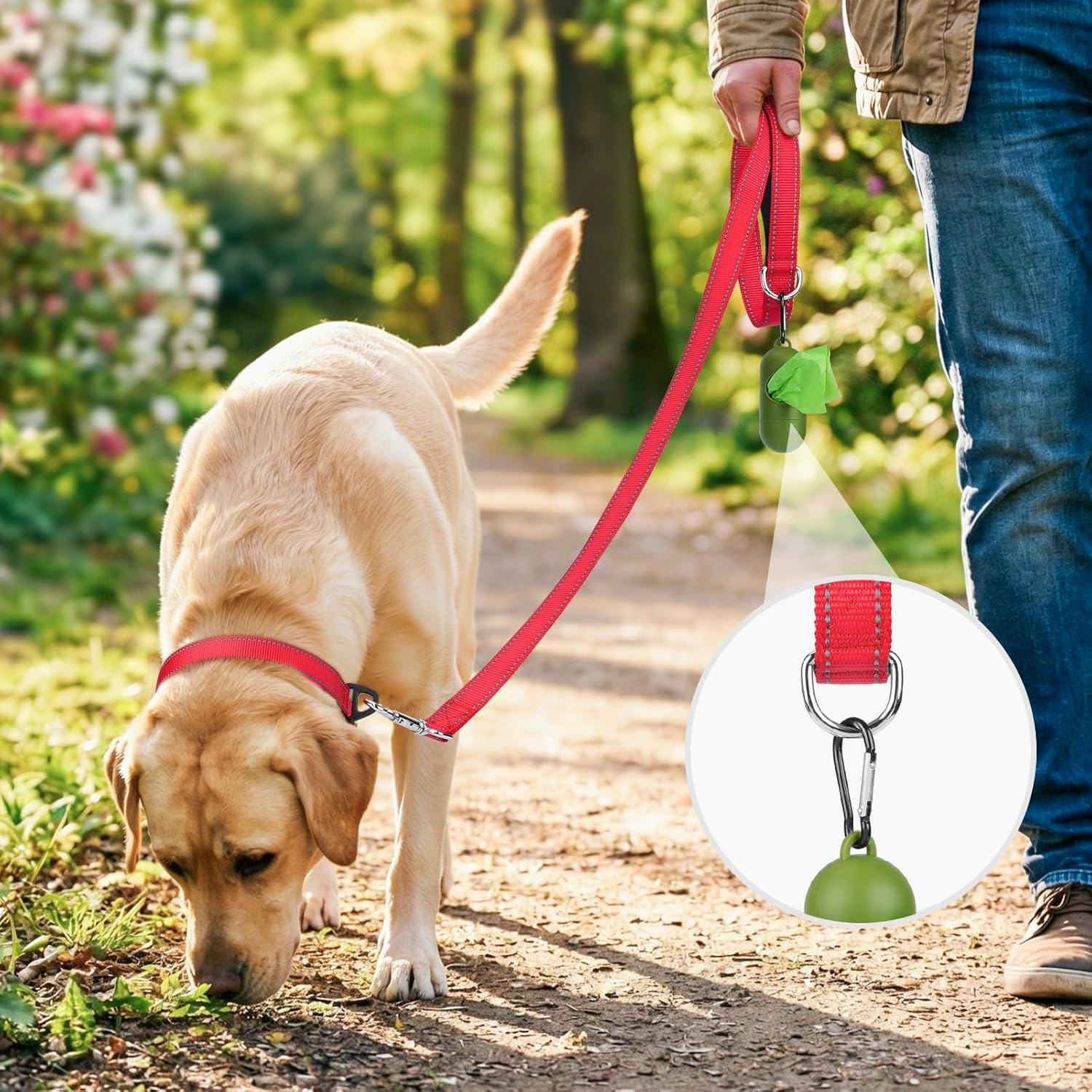 Joytale Padded Handle Dog Lead – Double-Sided Reflective Nylon Walking Leash for Small & Medium Dogs 
